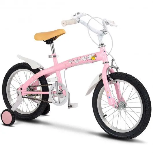 16" Outdoor Sports Kids Bicycle with Training Wheels Bell-Pink