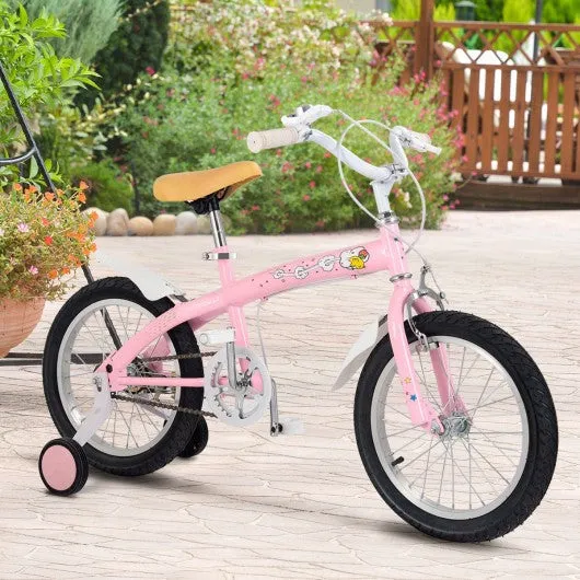 16" Outdoor Sports Kids Bicycle with Training Wheels Bell-Pink