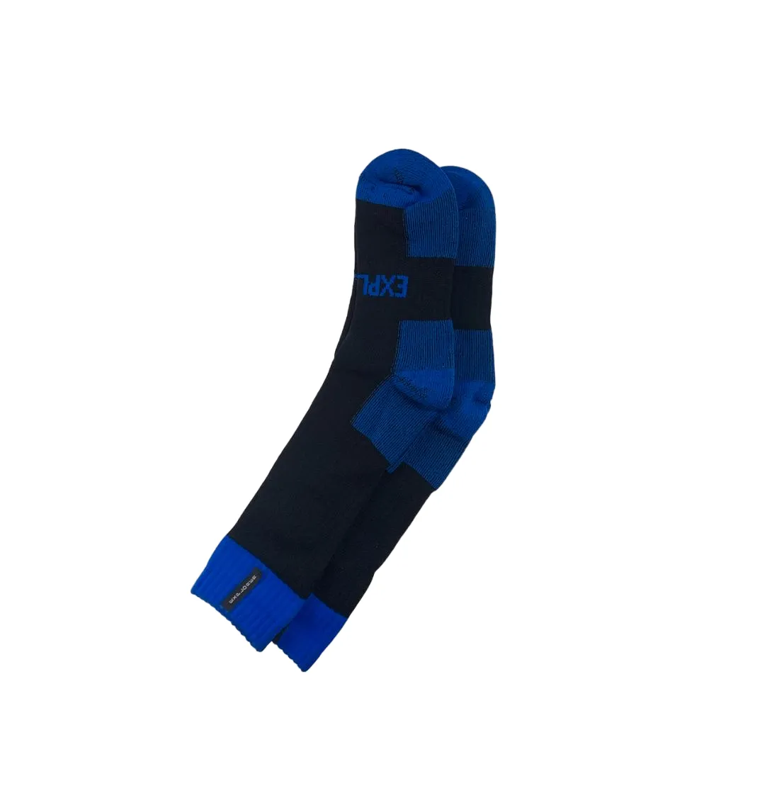 8 x Bonds Explorer Tough Work Socks Black/Blue Cotton Comfortable Crew