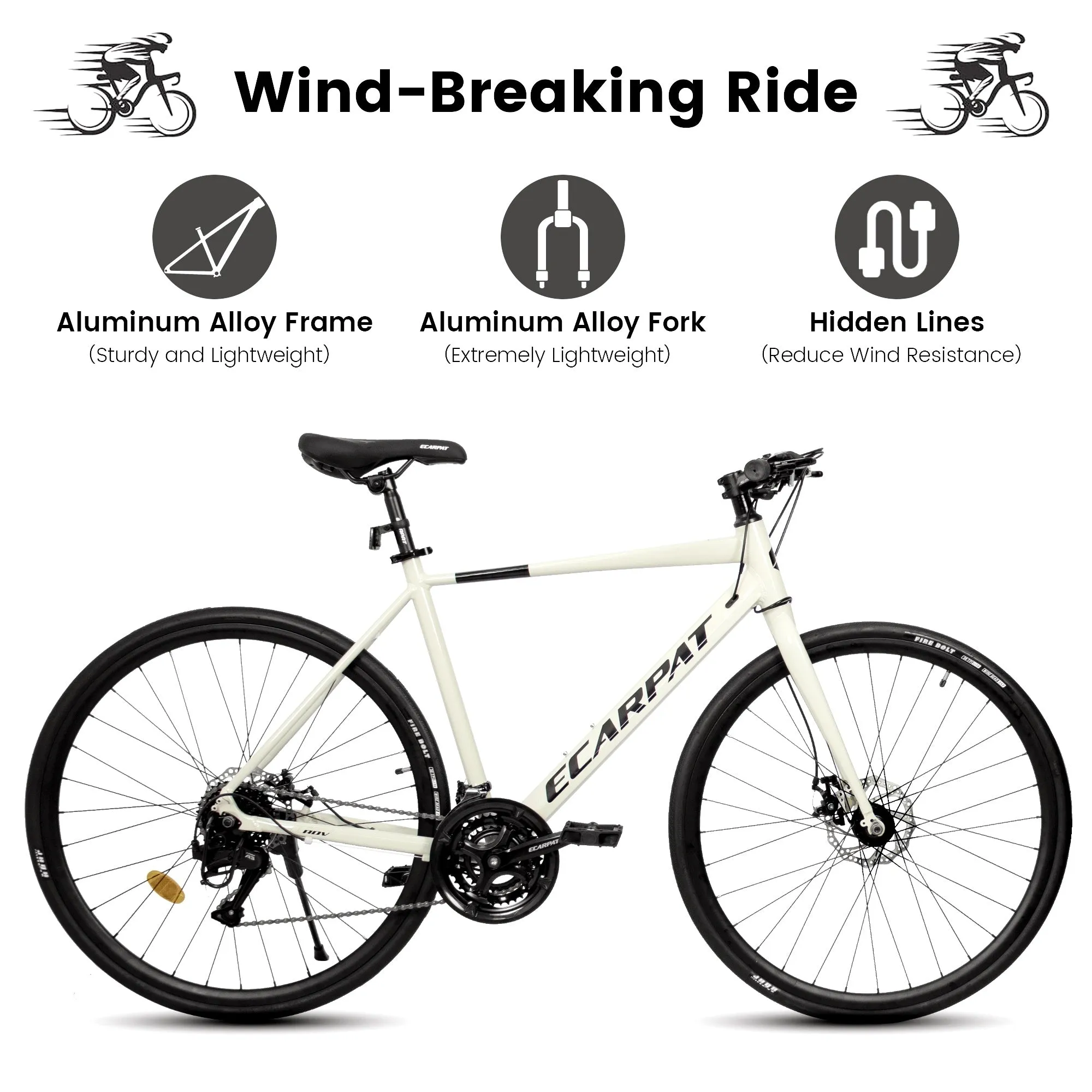 A28320 700C Ecarpat Road Bike, 24-Speed L-TWOO Disc Brakes, Light Weight Aluminum Frame ,Racing Bike City Commuting Road Bicycle for Men Women