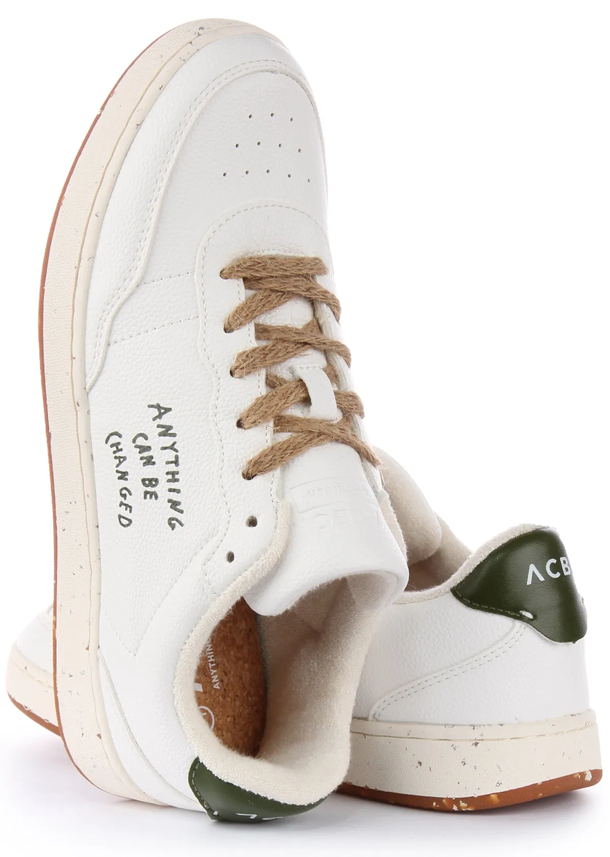 ACBC Lace Up Trainer In White Green For Unisex