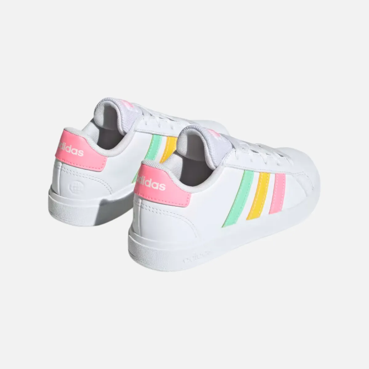 Adidas Essentials GRAND COURT 2.0 Kids Unisex Shoes BOY AND GIRL (8-16 YEAR) -Cloud White/Pulse Mint/Beam Pink