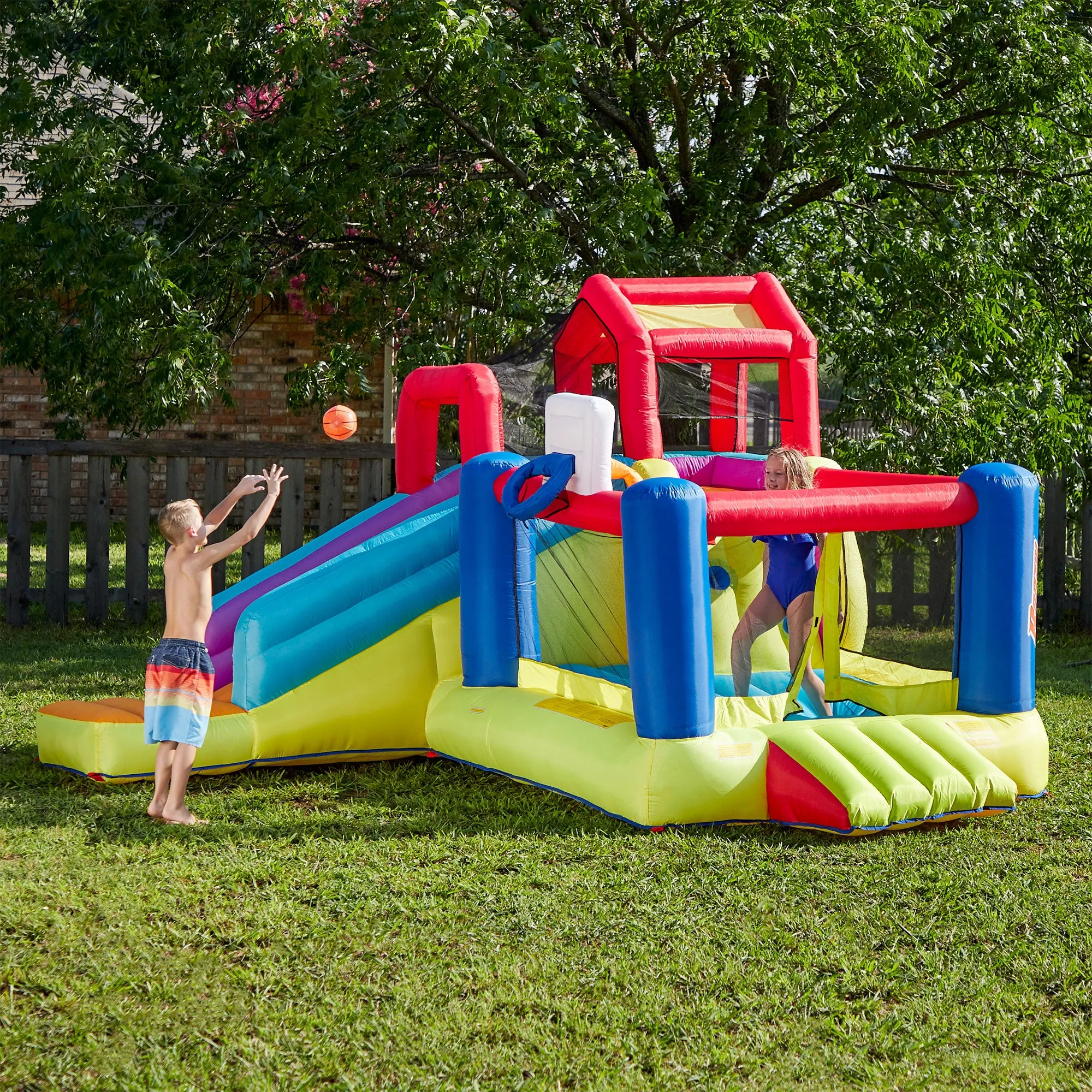 Banzai Outdoor Bounce House with Slide, Climbing Wall and 2 Sports Activities