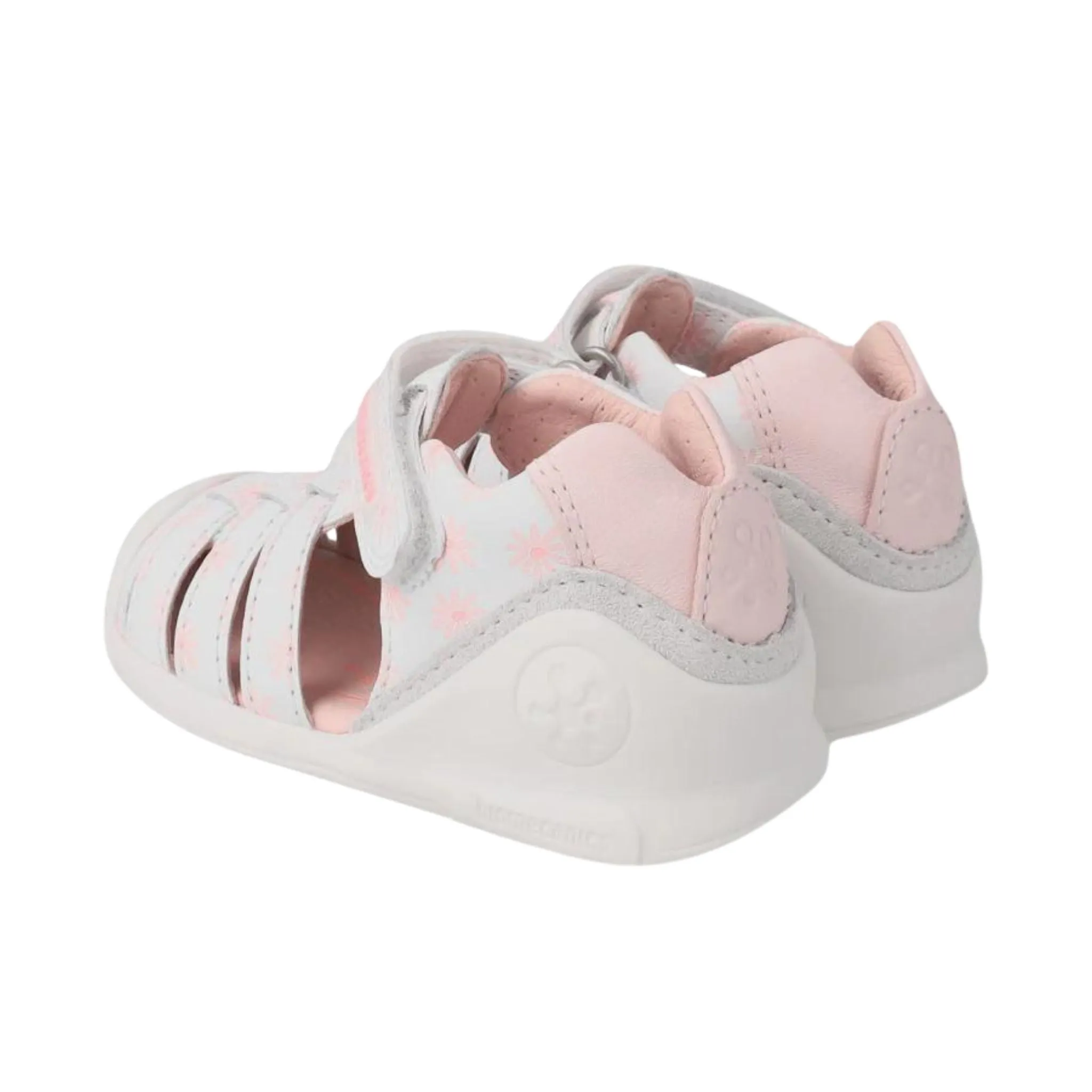 Biogateo White Sandals with Pink Flowers