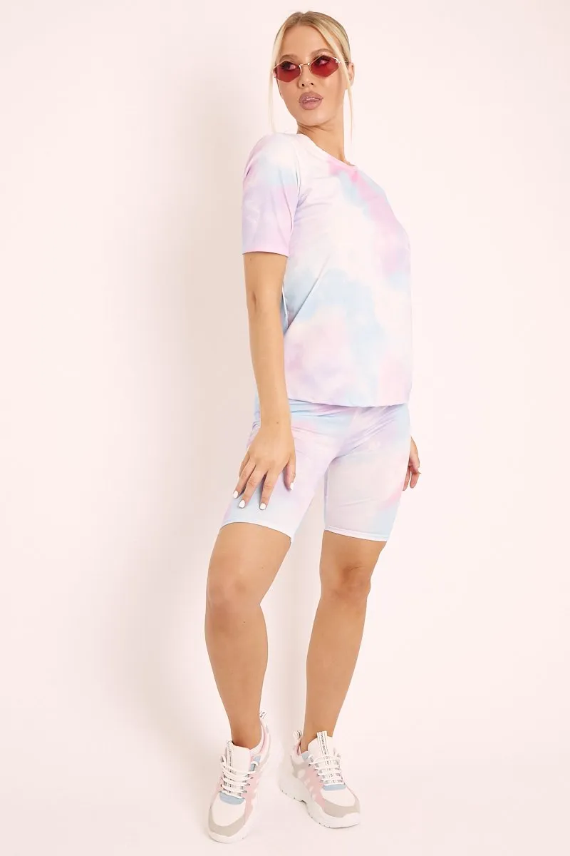 Blue Tie Dye T-shirt and Cycling Shorts Co-ord - Emmalin