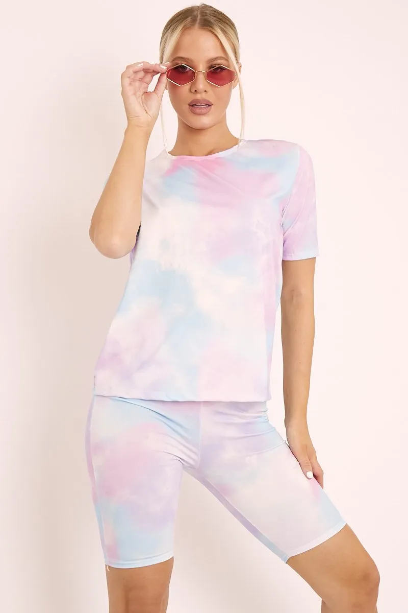 Blue Tie Dye T-shirt and Cycling Shorts Co-ord - Emmalin