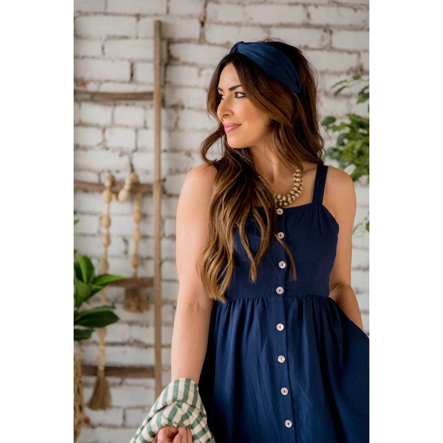 Button Down Pocket Tank Dress