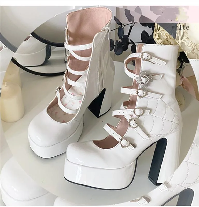 (Buyforme) Pure Tea For Dream~Cross Buckle Punk Lolita Shoes