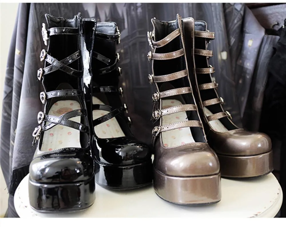 (Buyforme) Pure Tea For Dream~Cross Buckle Punk Lolita Shoes