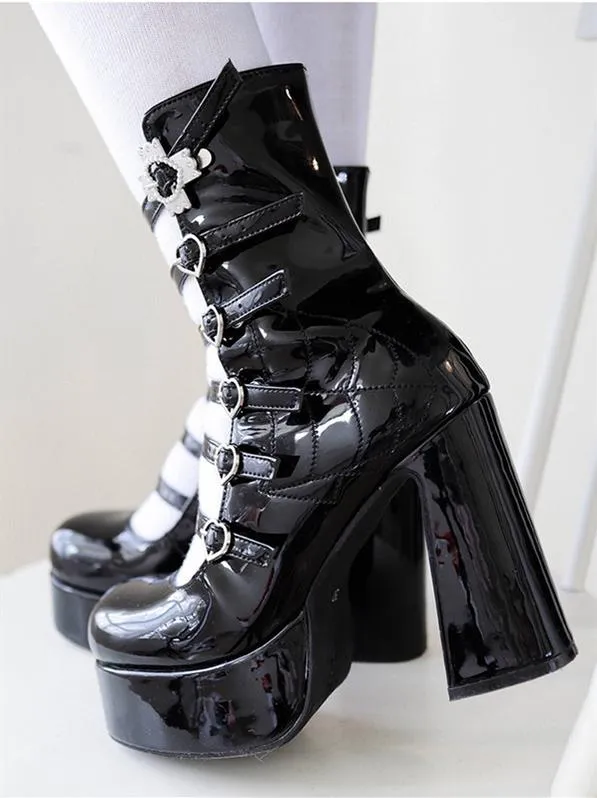 (Buyforme) Pure Tea For Dream~Cross Buckle Punk Lolita Shoes