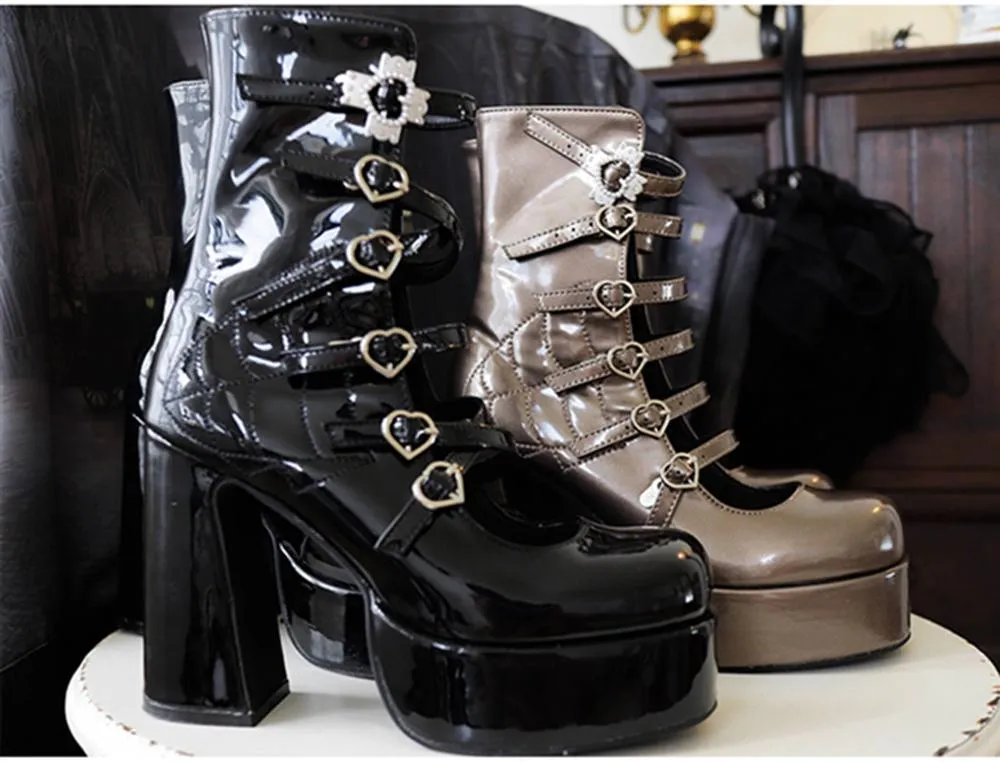 (Buyforme) Pure Tea For Dream~Cross Buckle Punk Lolita Shoes