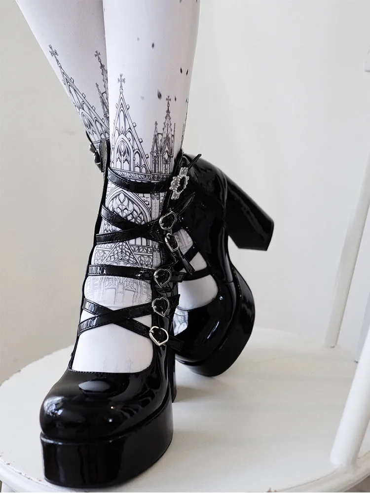 (Buyforme) Pure Tea For Dream~Cross Buckle Punk Lolita Shoes