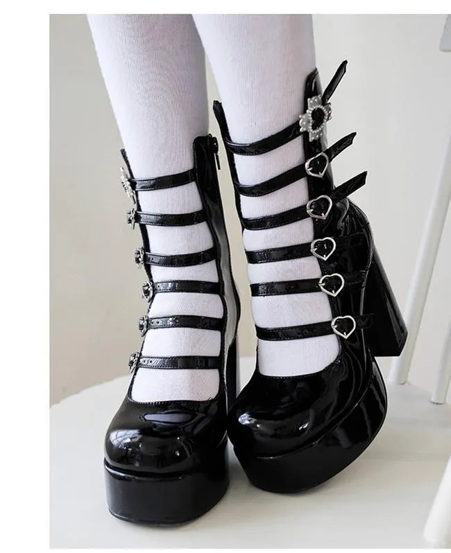 (Buyforme) Pure Tea For Dream~Cross Buckle Punk Lolita Shoes