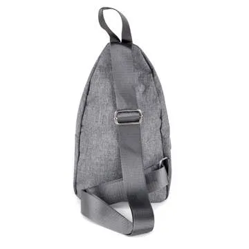 Canvas Crossbody 3-Zipper Sling Bag - Charcoal