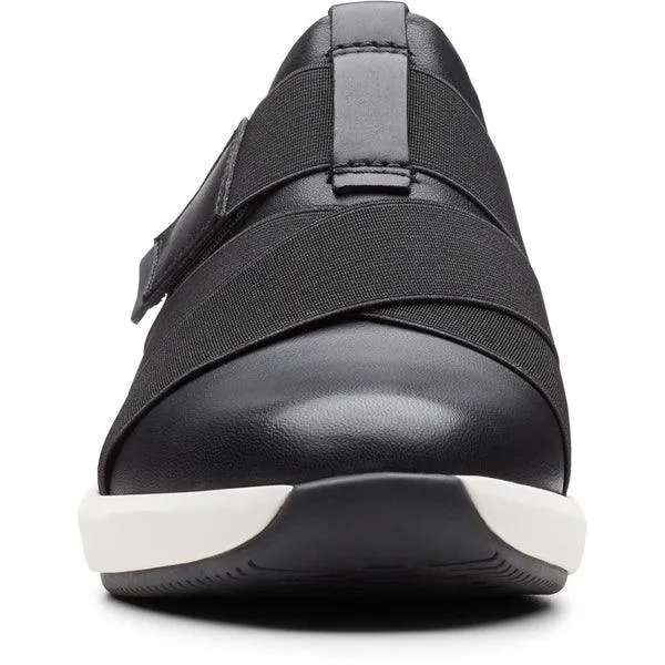 Clarks Womens Trainer Un Rio Strap Black Leather