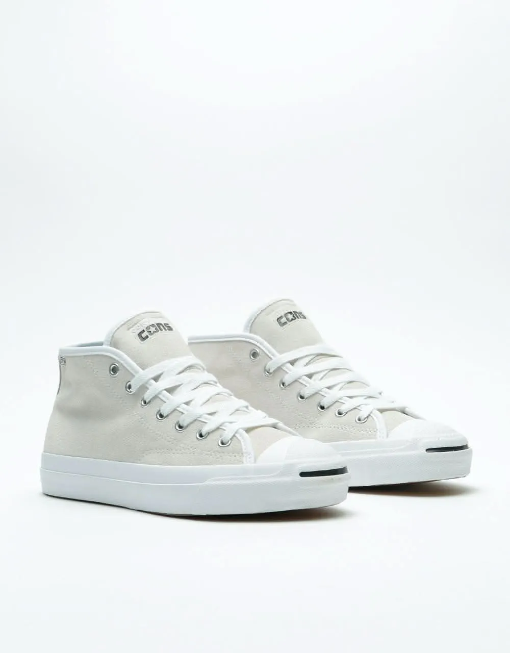 Converse Jack Purcell Pro Mid Suede Skate Shoes - White/White/White