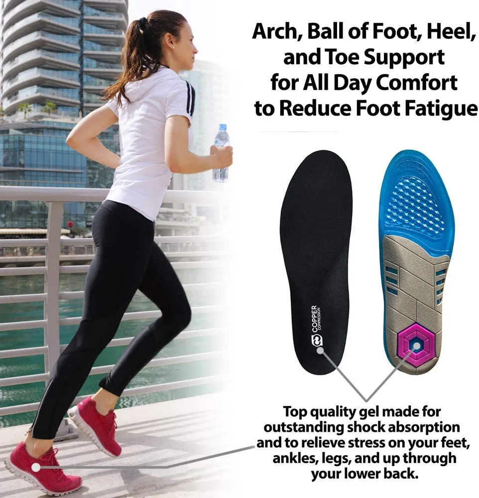 Copper Compression | Gel Shoe Insoles Guaranteed Highest Copper Inserts for Shoes.