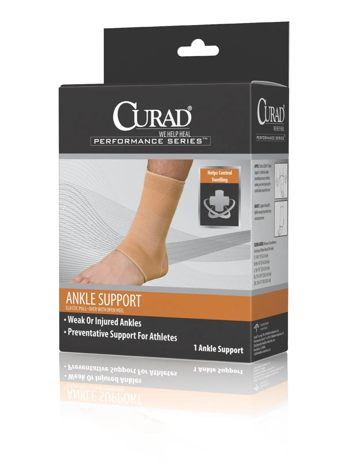 CURAD Performance Series Elastic Open Heel Ankle Supports