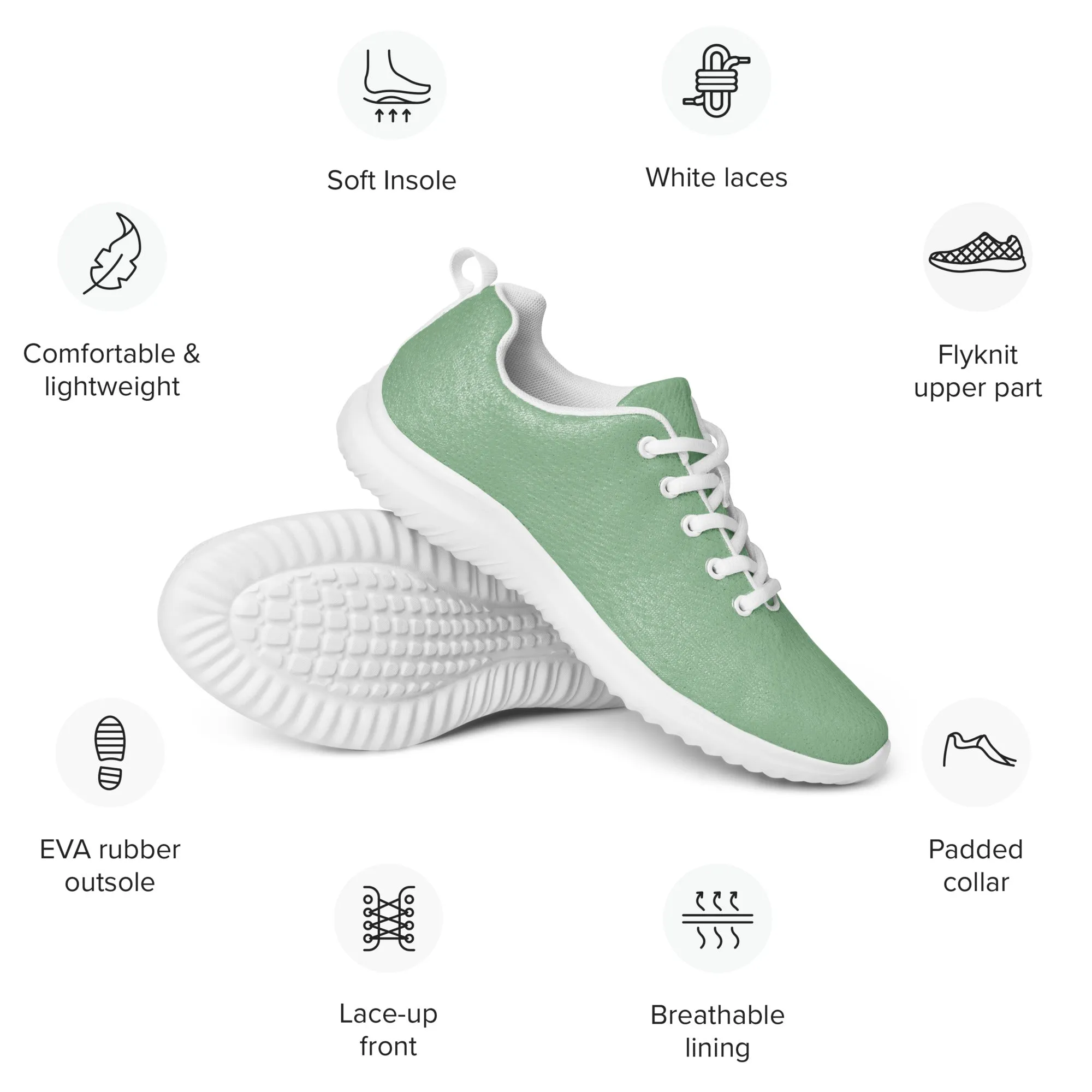 DASH Sage Green Women’s Athletic Shoes Lightweight Breathable Design by IOBI Original Apparel