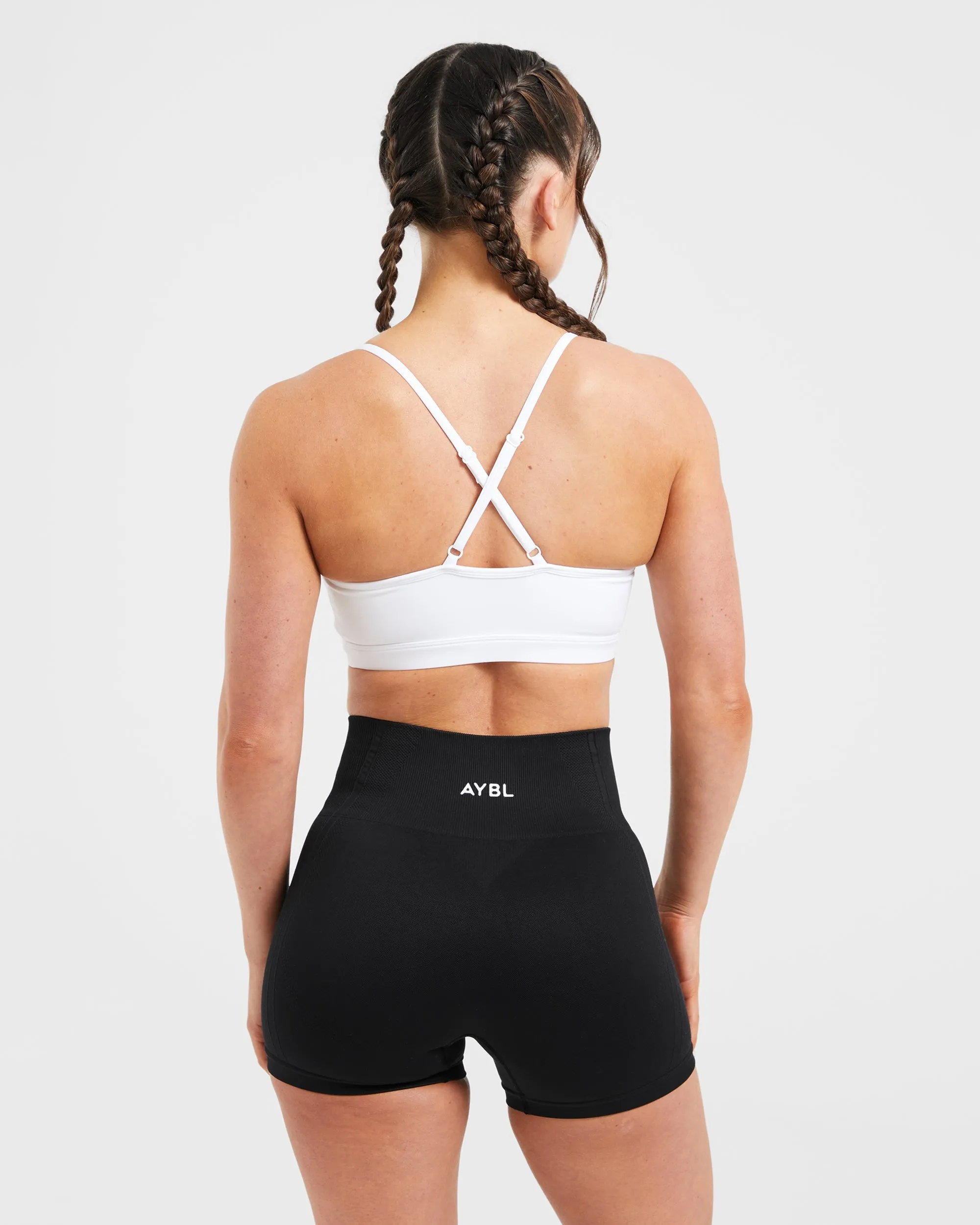 Essential V Neck Sports Bra - White