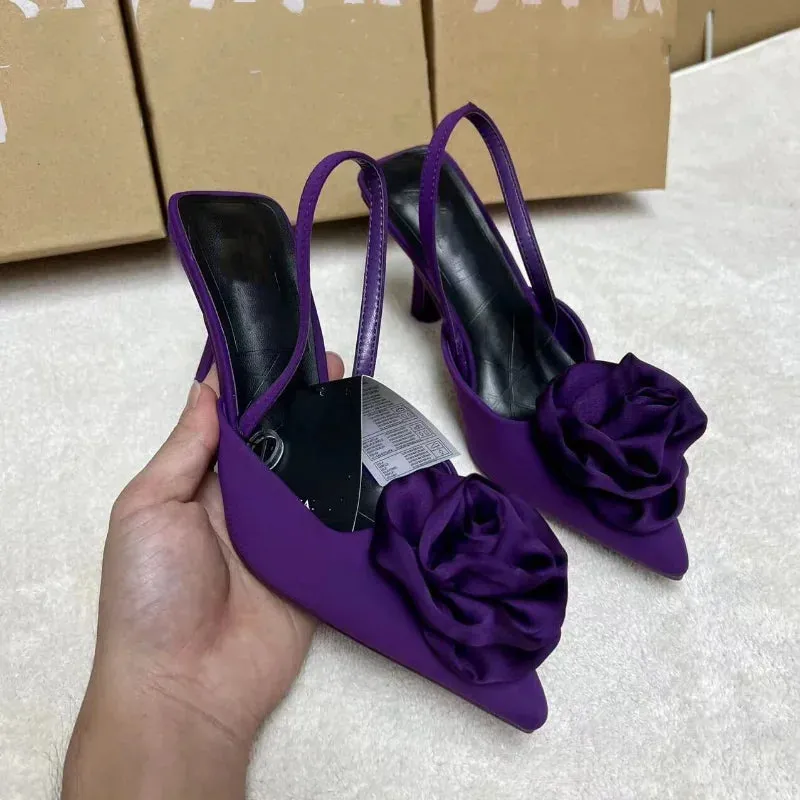 Flower Elegant Pointed Toe slingback Shoes