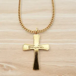 Forgiven Cross Gold Metal Finish Gold Curb Chain Necklace