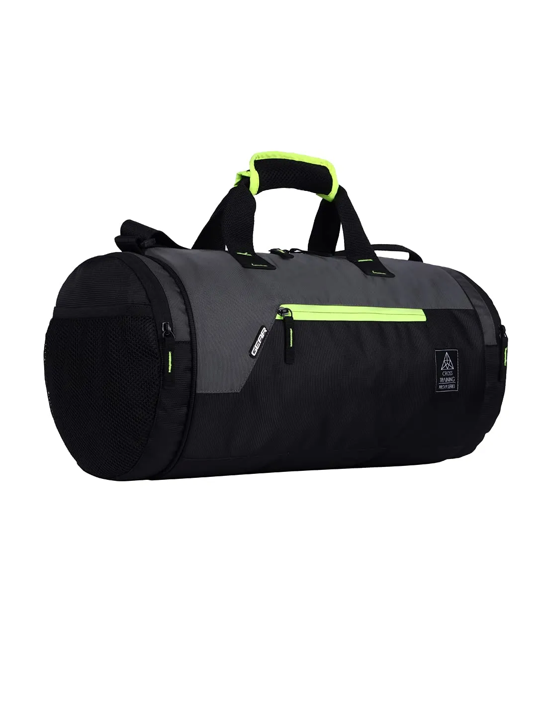 Gear Cross Training 26L Medium Water Resistant Travel Duffle Bag/Gym Bag/Sports Duffle for Men/Women (Black-Grey)