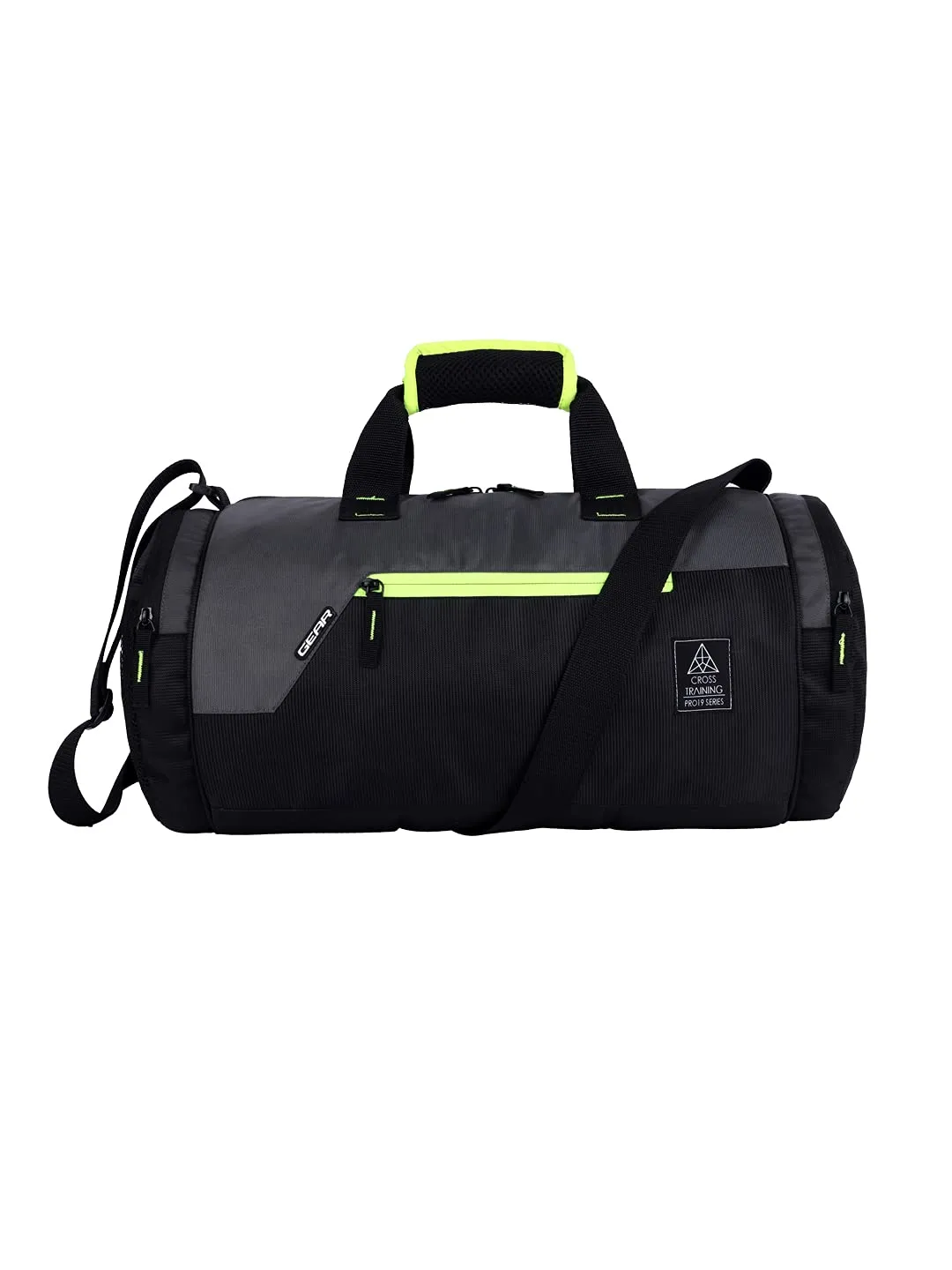 Gear Cross Training 26L Medium Water Resistant Travel Duffle Bag/Gym Bag/Sports Duffle for Men/Women (Black-Grey)