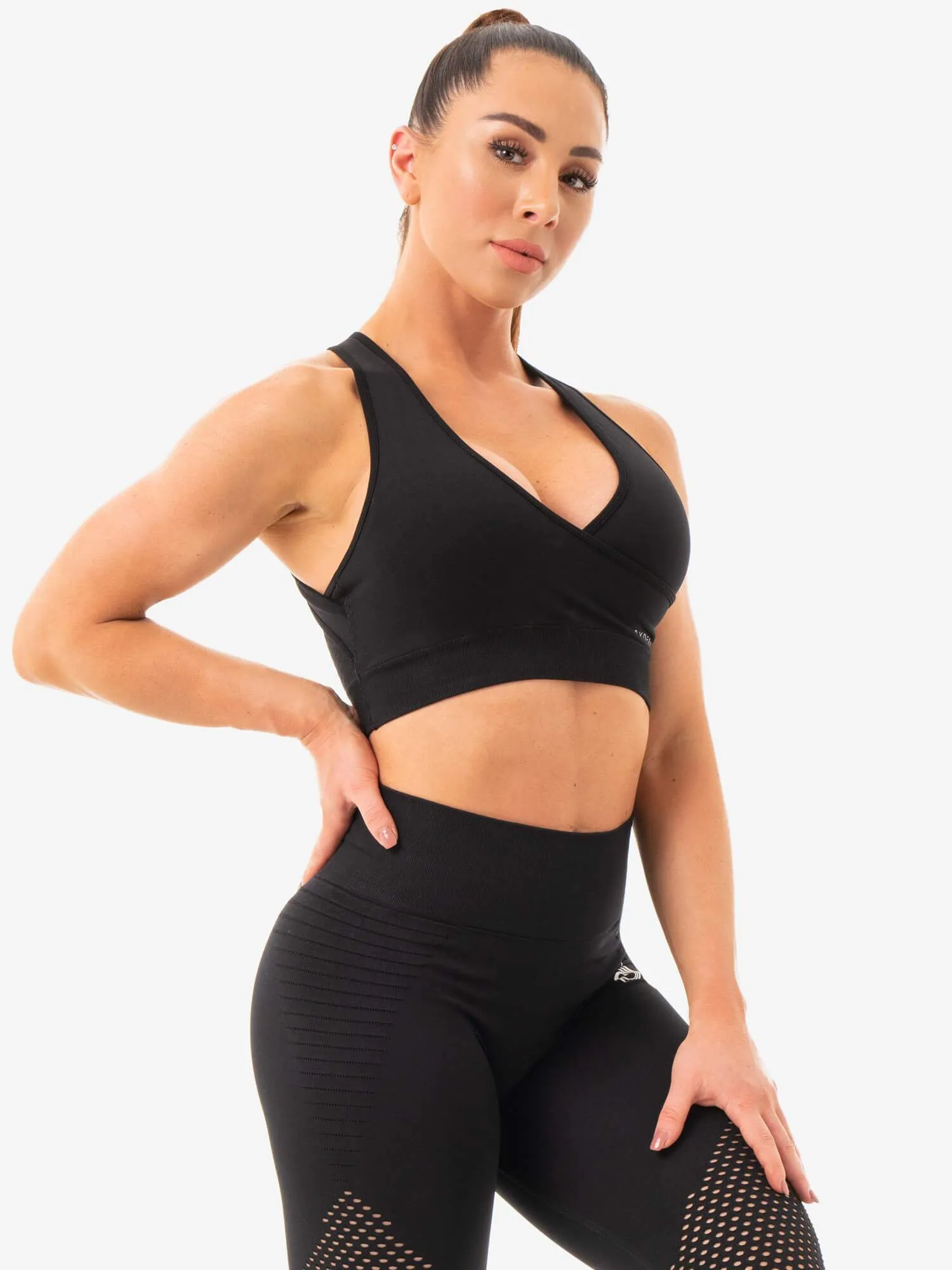 Geo Seamless Sports Bra - Black