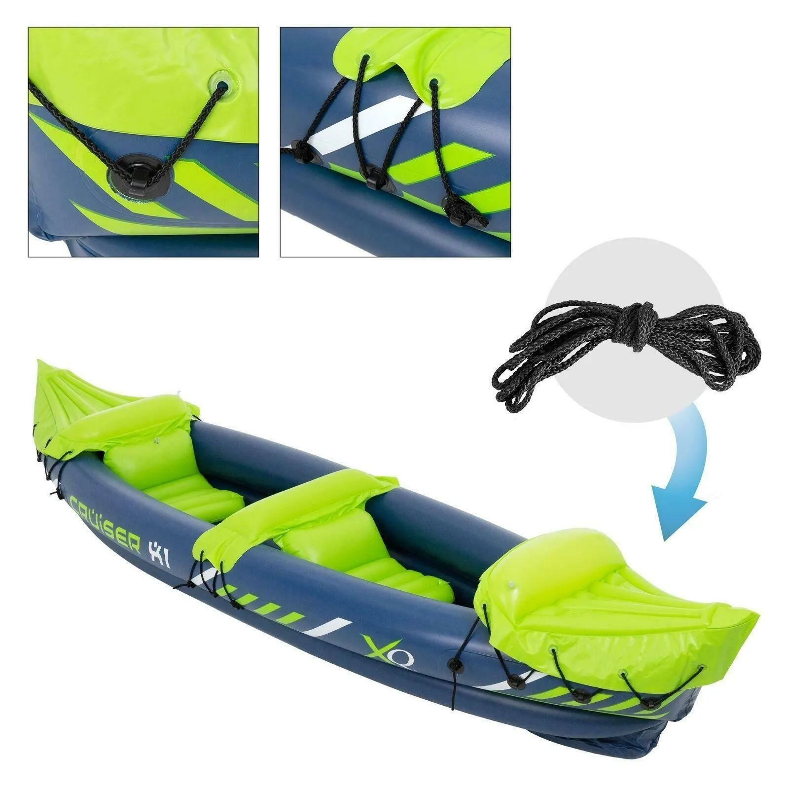 gHOST-7 Inflatable Canoe Kayak Dinghy Boat with Double Paddle 2 - Person