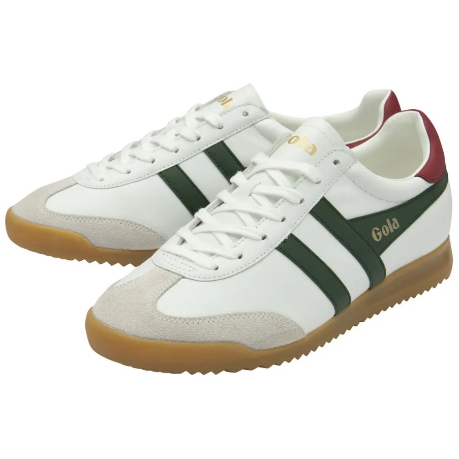 Gola Mens Trainer Torpedo Leather White/Evergreen/Deep Red