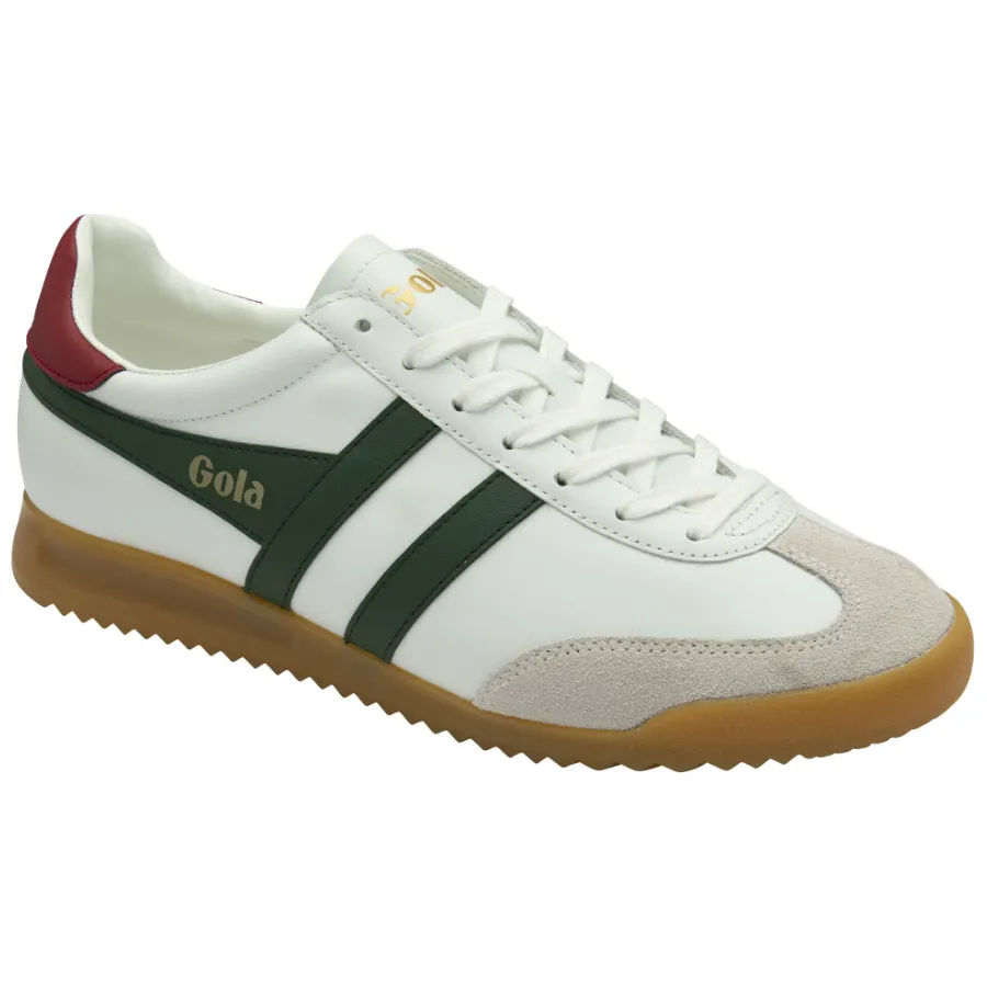 Gola Mens Trainer Torpedo Leather White/Evergreen/Deep Red