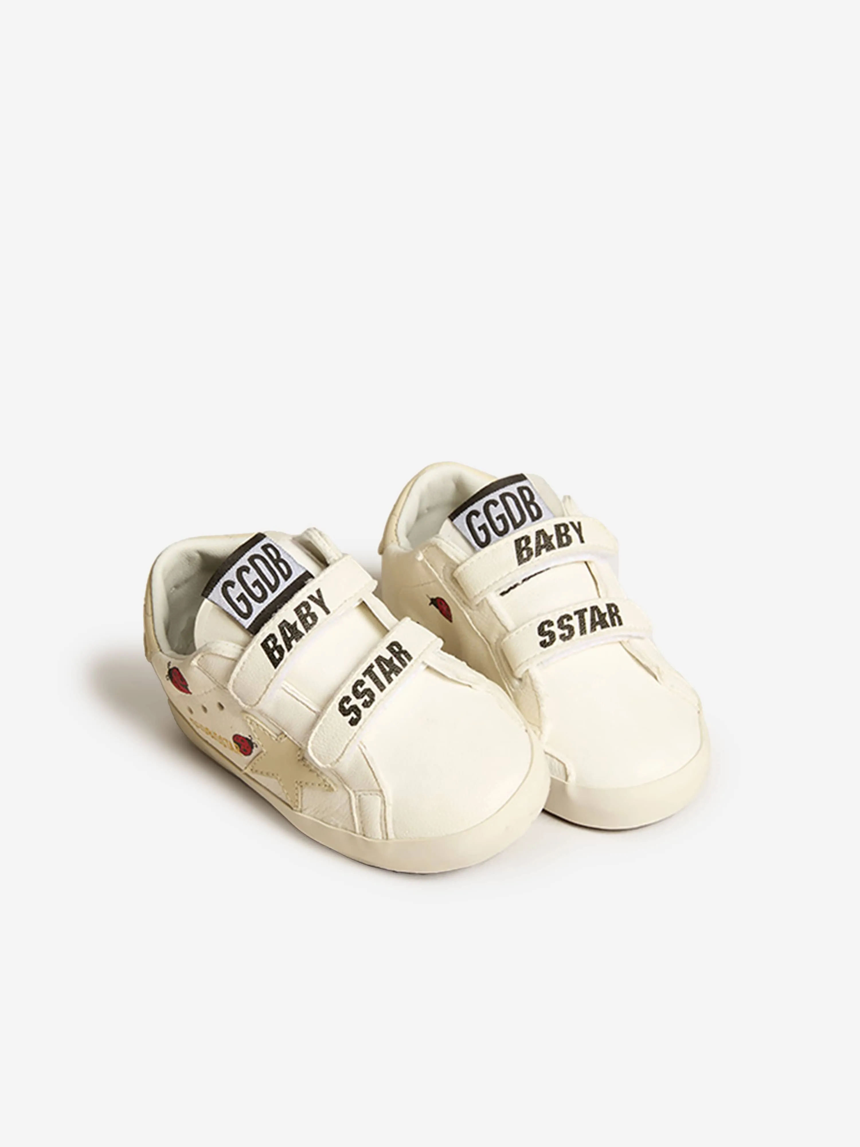 Golden Goose Baby Leather School Star Trainers in Cream