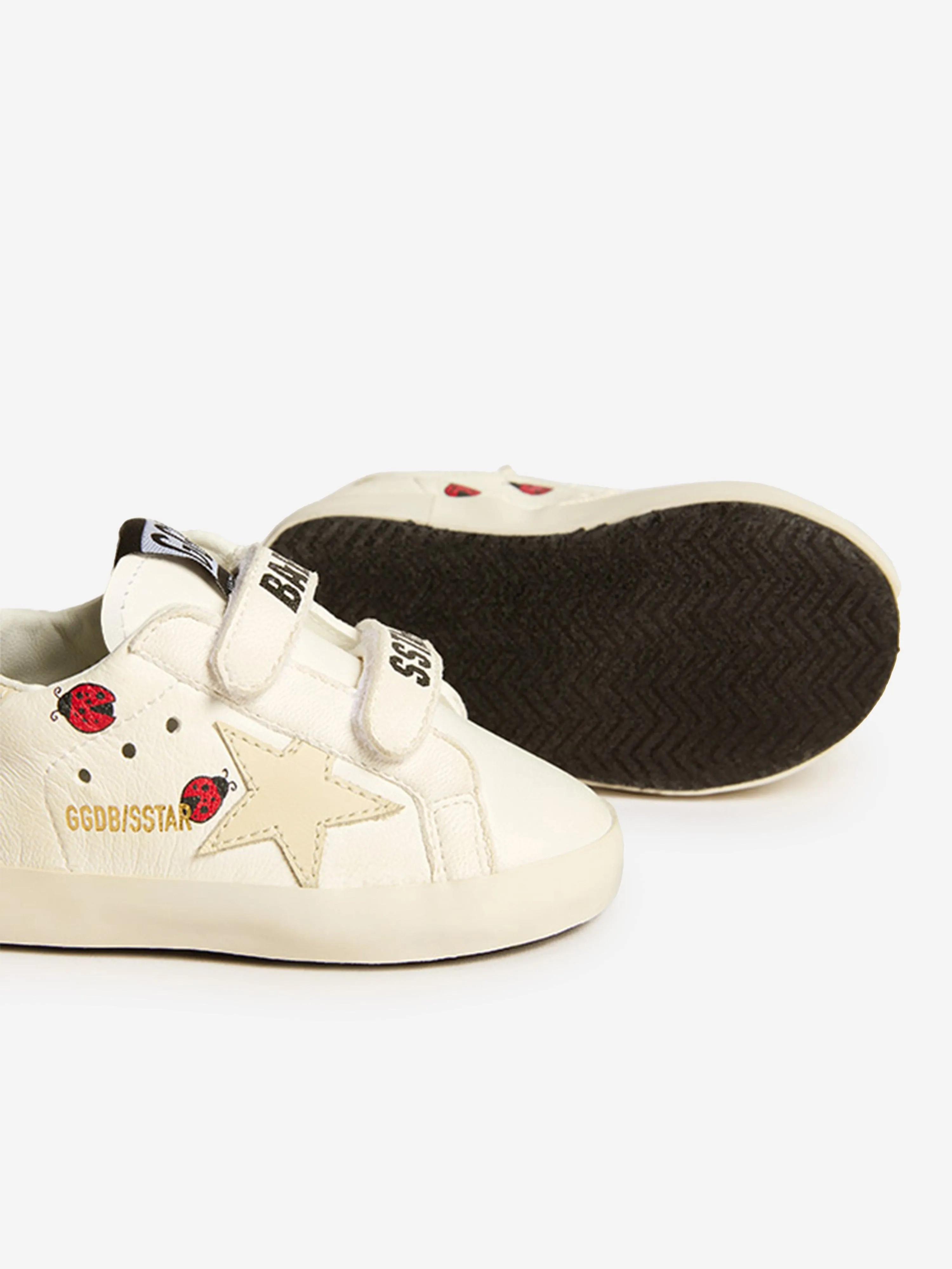 Golden Goose Baby Leather School Star Trainers in Cream