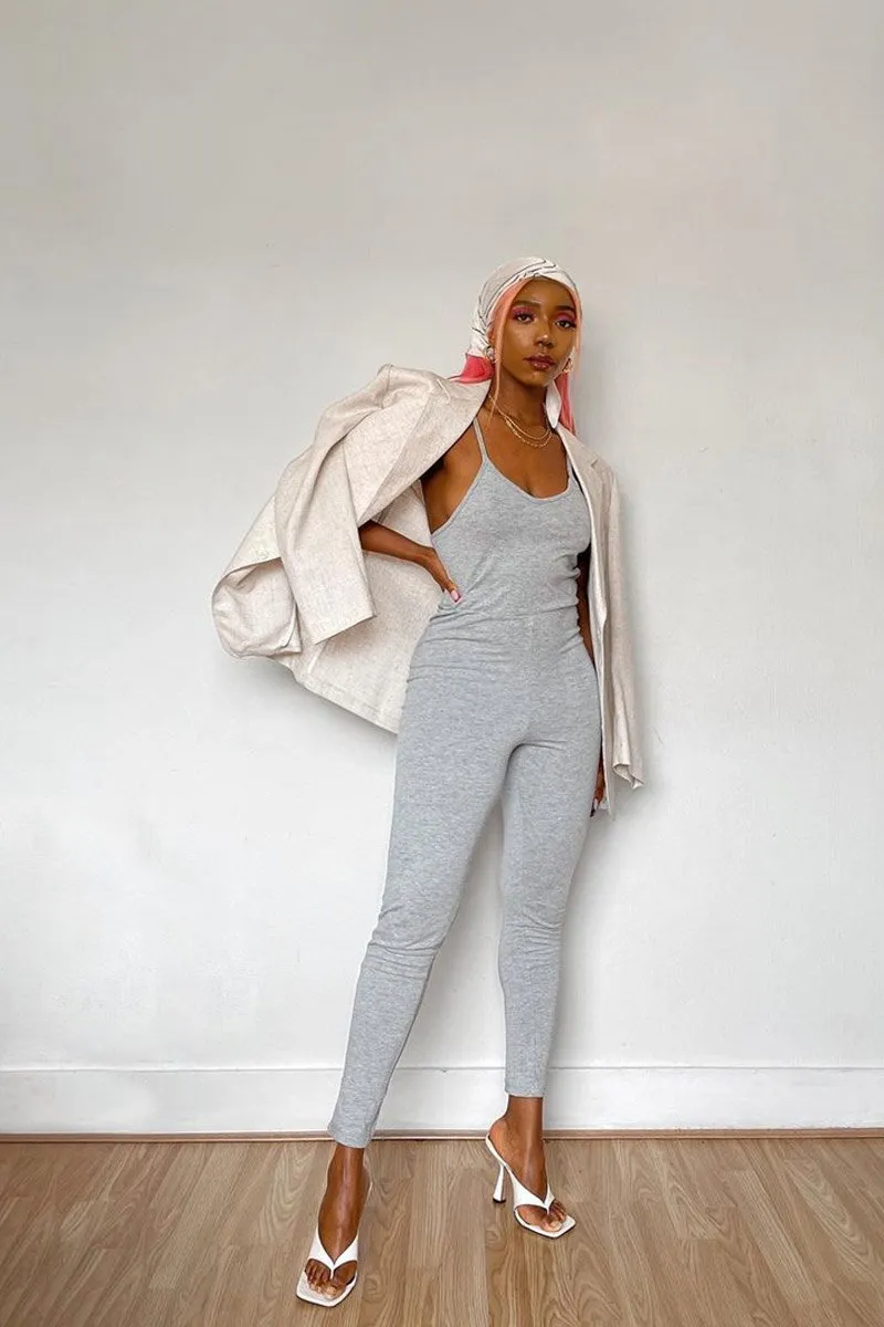 Grey Jersey Scoop Neck Jumpsuit - Kadia