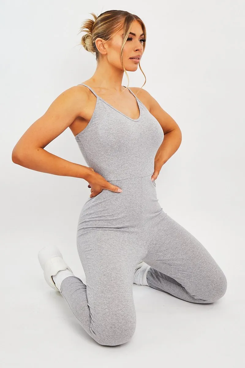 Grey Jersey Scoop Neck Jumpsuit - Kadia