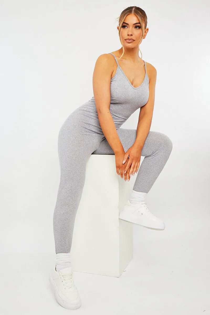 Grey Jersey Scoop Neck Jumpsuit - Kadia