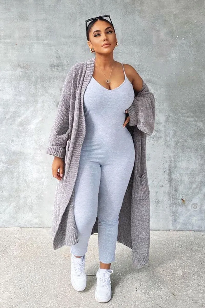 Grey Jersey Scoop Neck Jumpsuit - Kadia