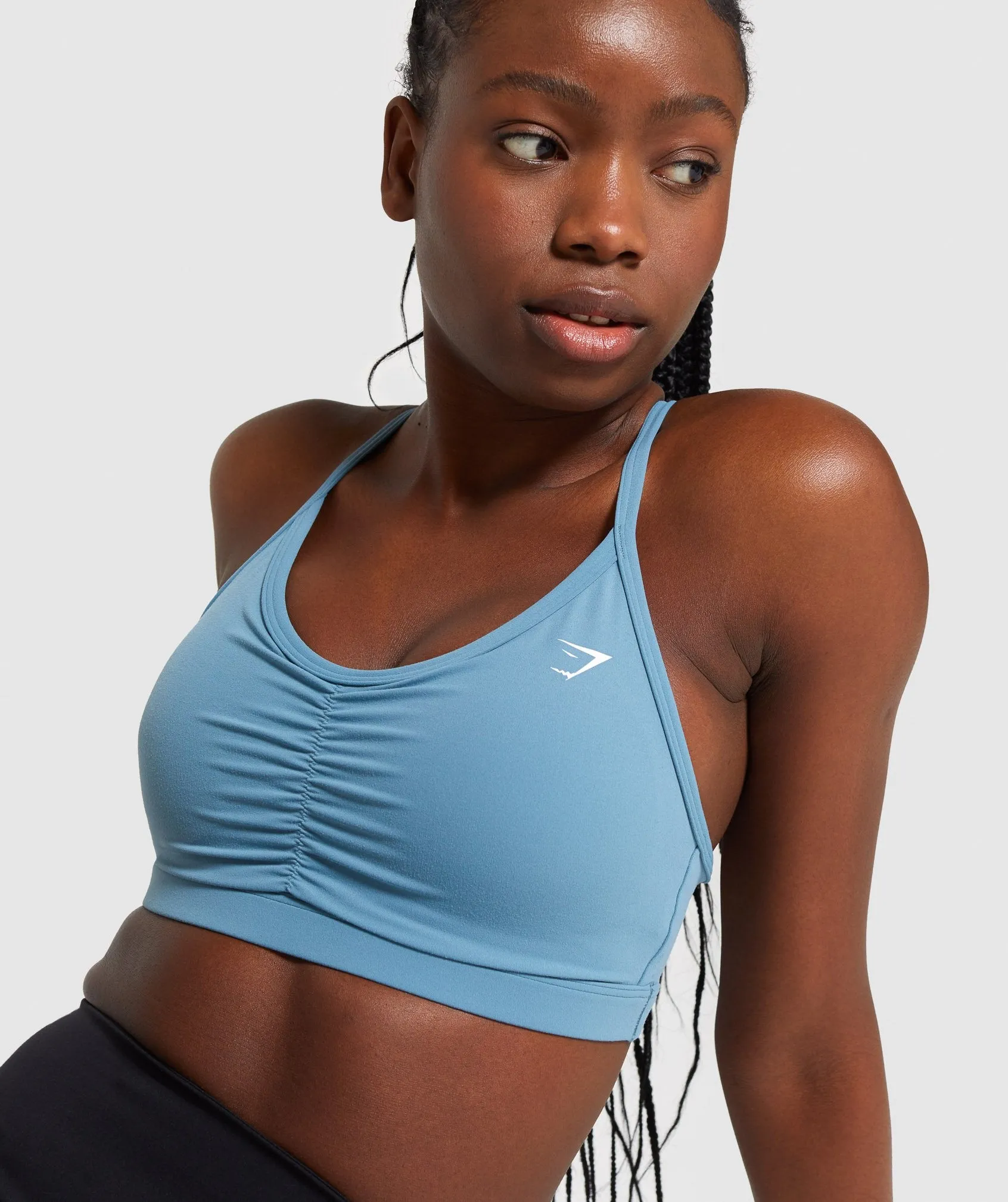 Gymshark Ruched Training Sports Bra - Blue Stone