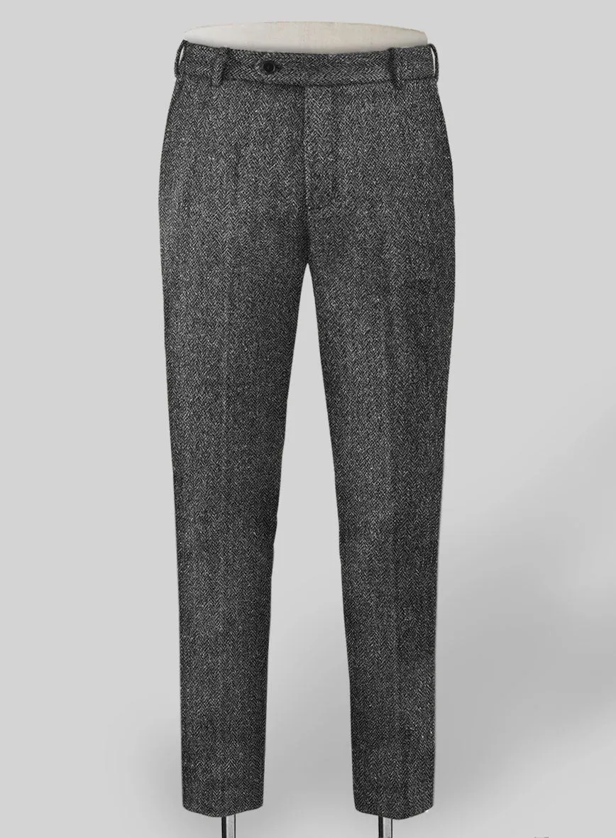 Harris Tweed Dark Gray Herringbone Pants