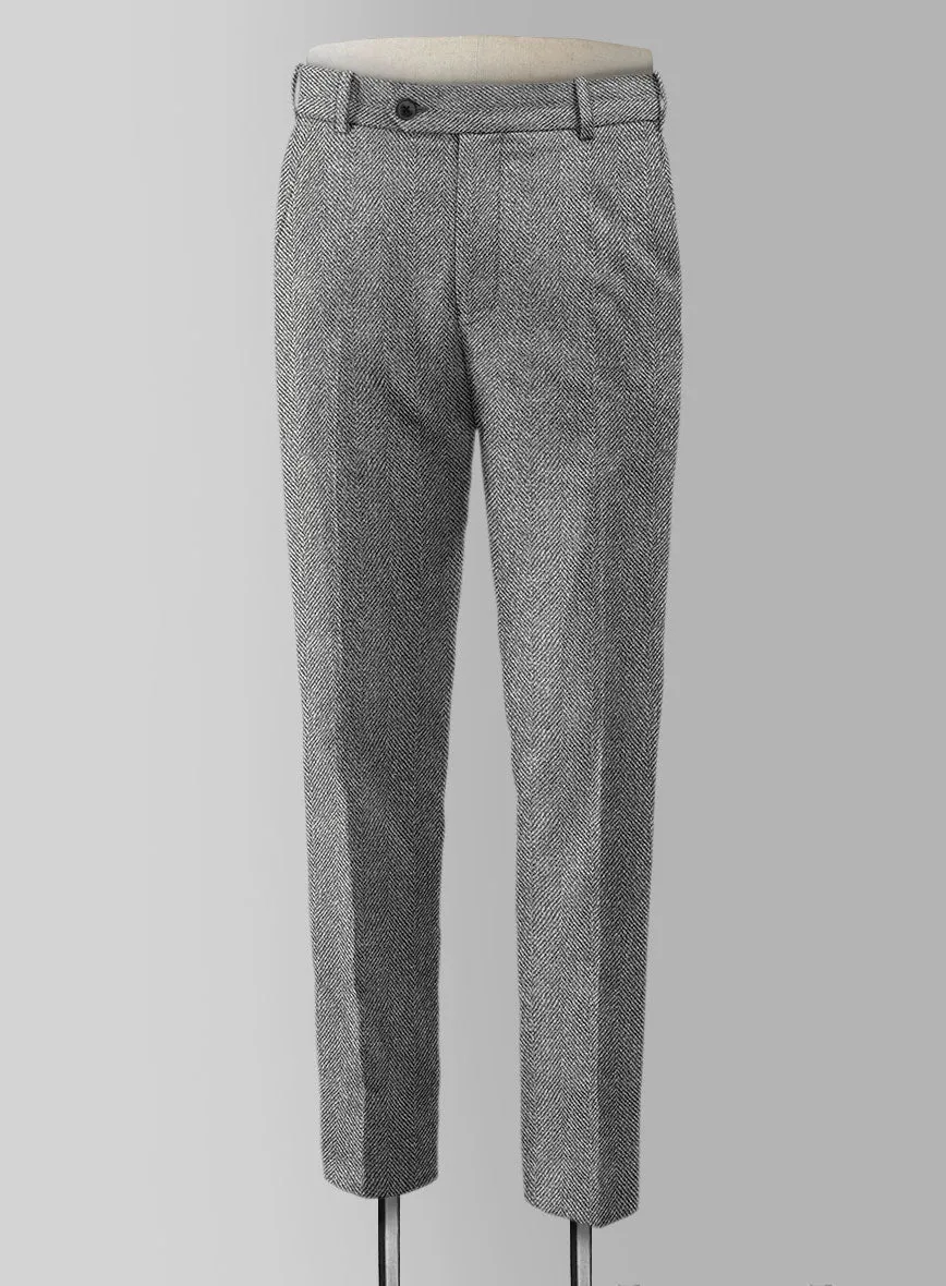 Harris Tweed Wide Herringbone Gray Pants