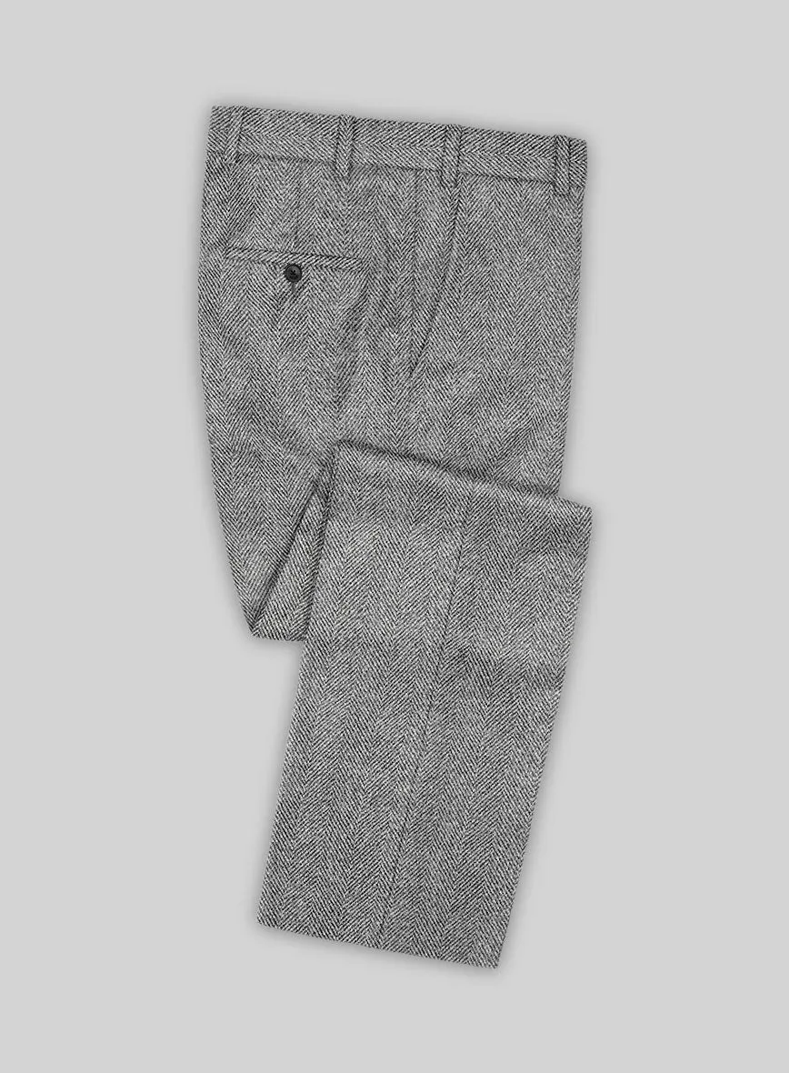 Harris Tweed Wide Herringbone Gray Pants