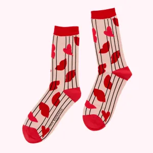 HEARTS AND STRIPES ANKLE SOCKS