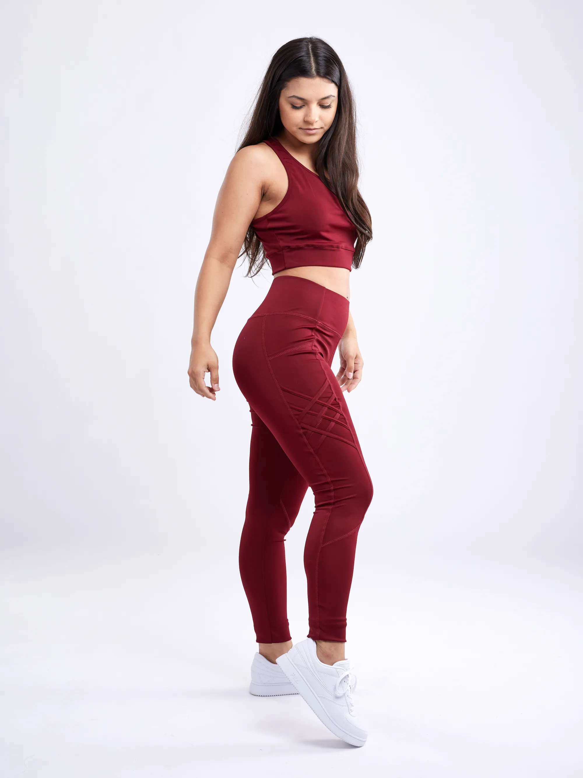 High-Waisted Criss-Cross Training Leggings with Hip Pockets