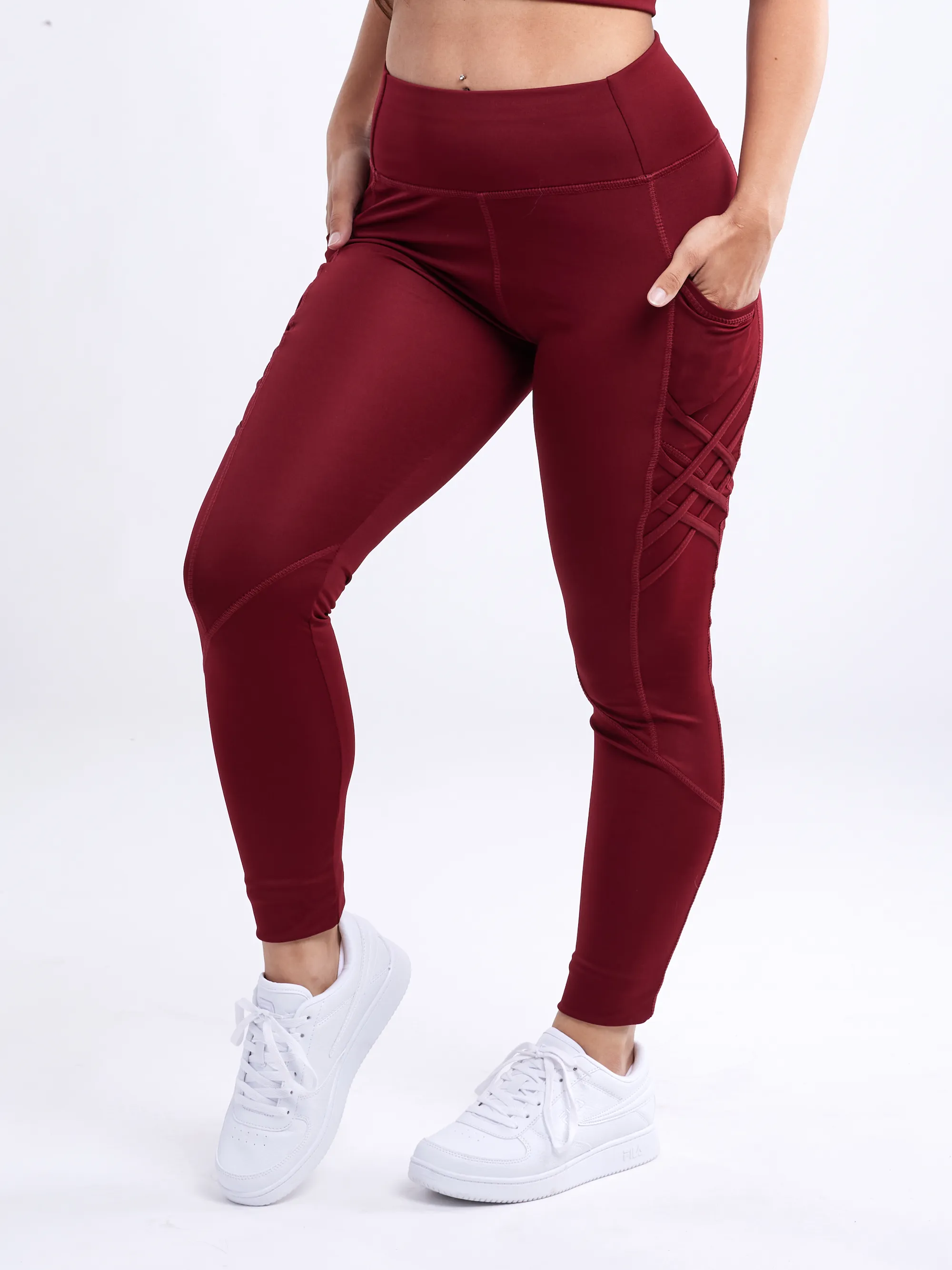 High-Waisted Criss-Cross Training Leggings with Hip Pockets