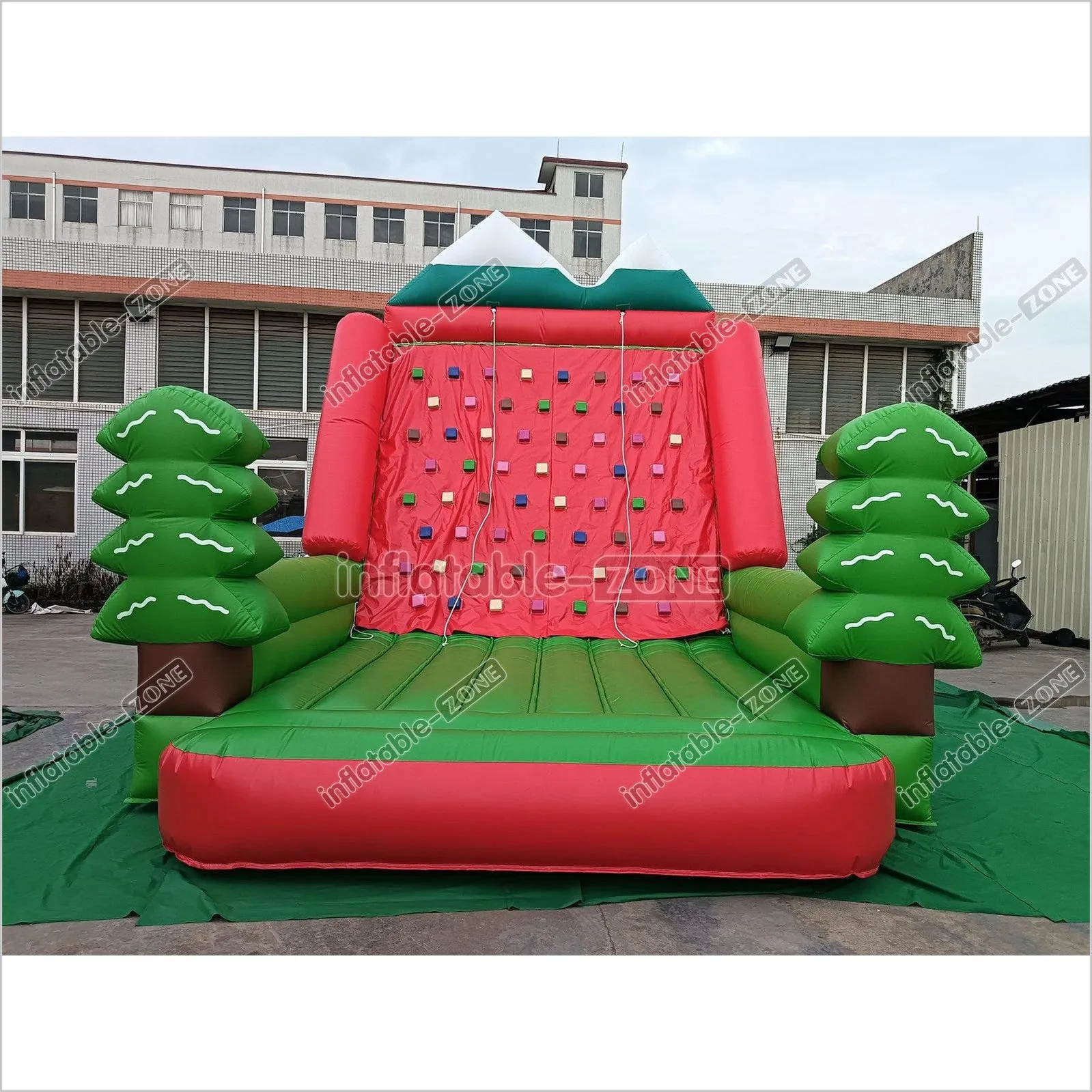 Inflatable Forest Theme Climbing Wall Bouncer Red And Blue Inflatable Sports Climbing Game