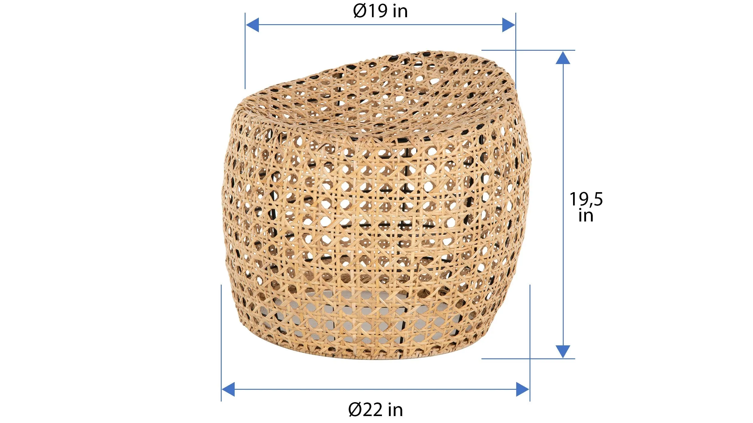 Jao Rattan Cane Stool, Natural Color