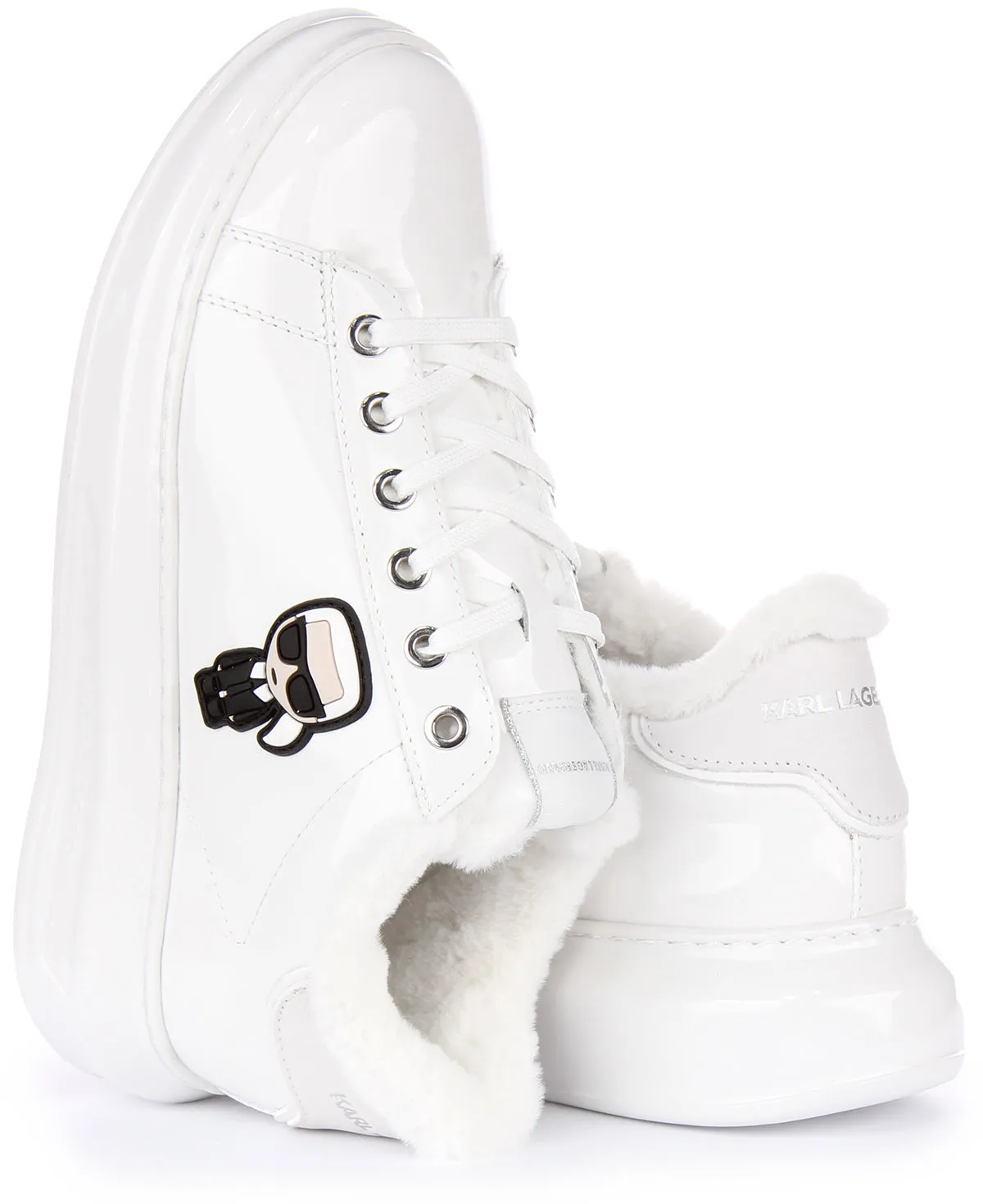 Karl Lagerfeld Kapri Ikon In White Patent For Women