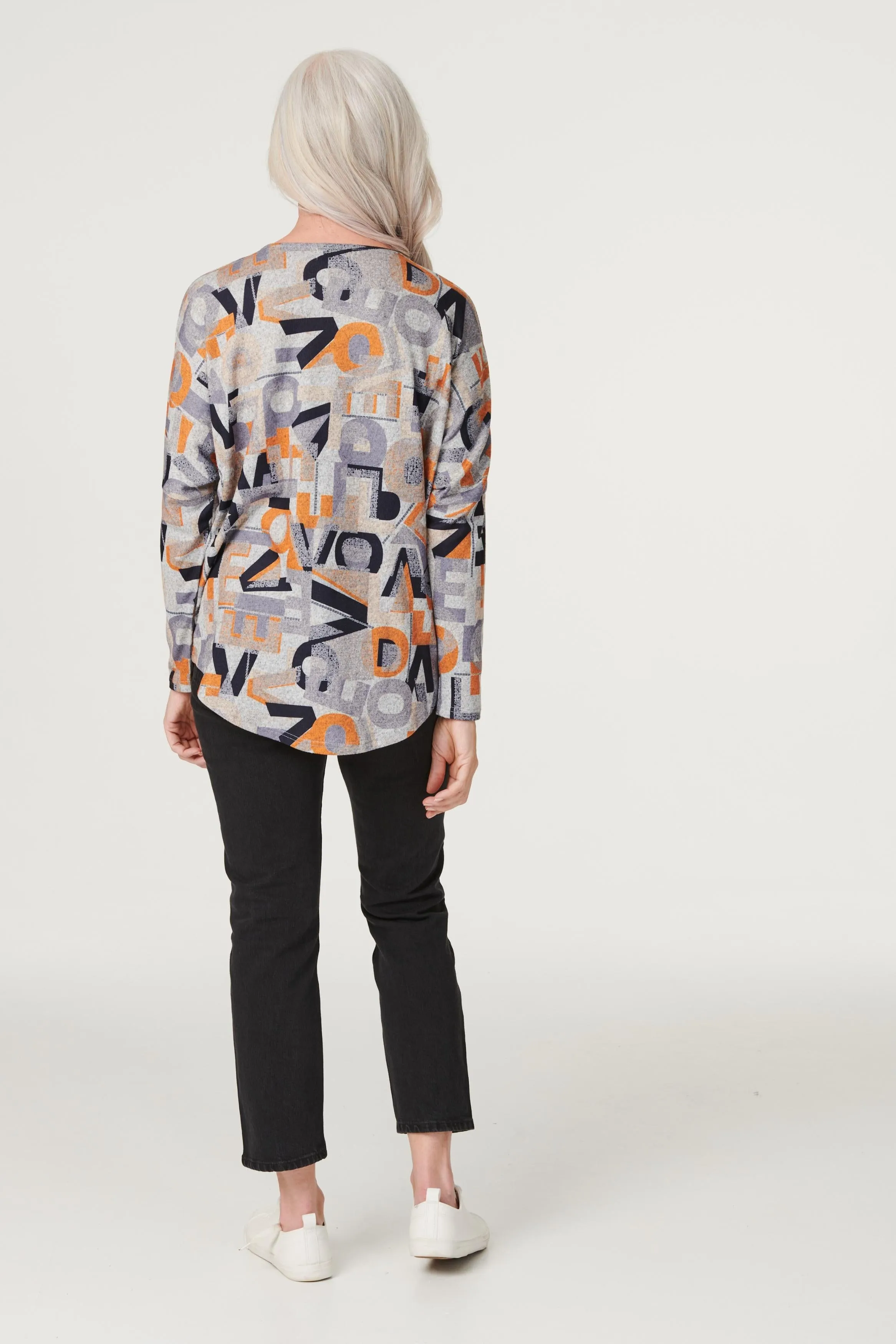 Letter Print Zip Front Top