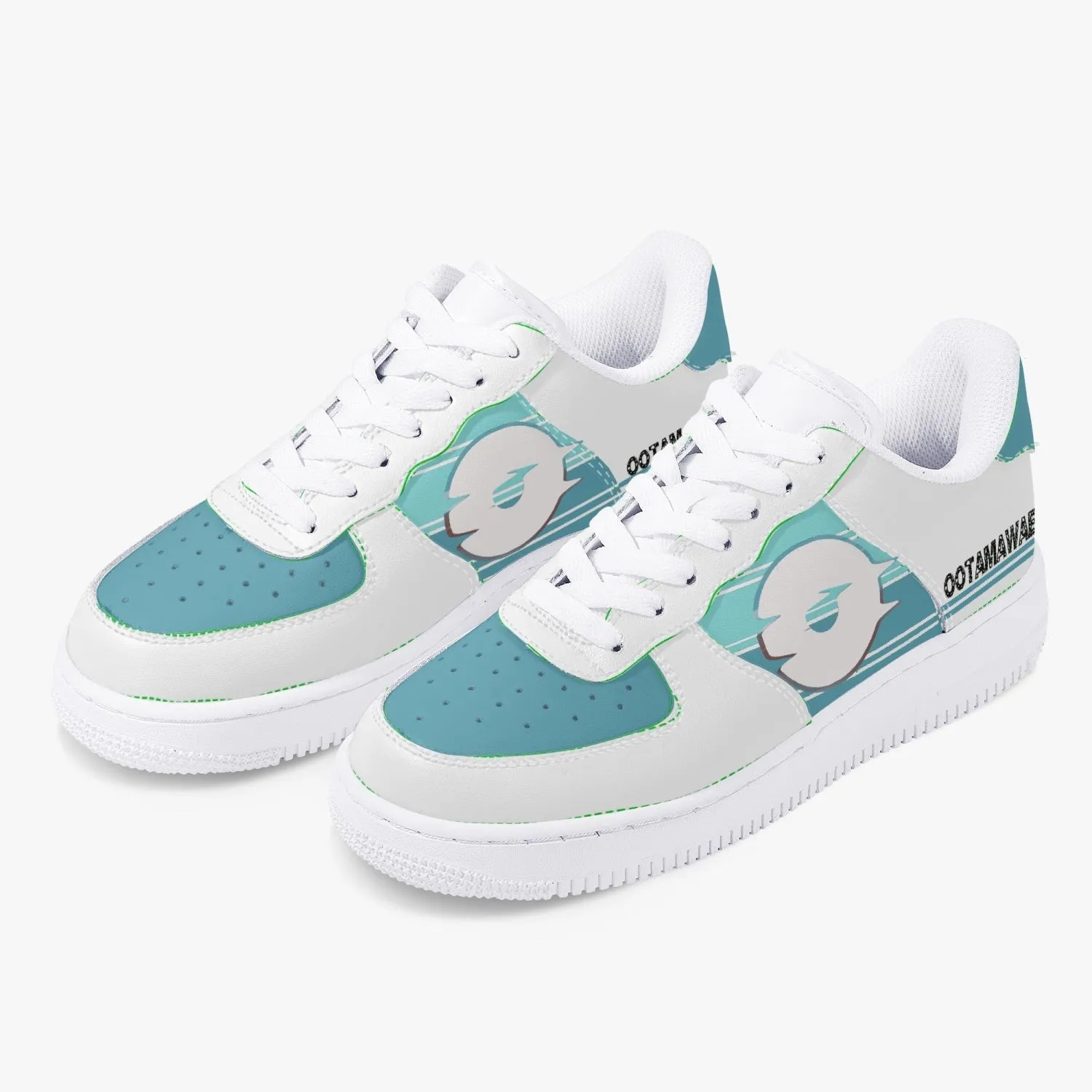 Low-Top Leather Sports Sneakers Blue